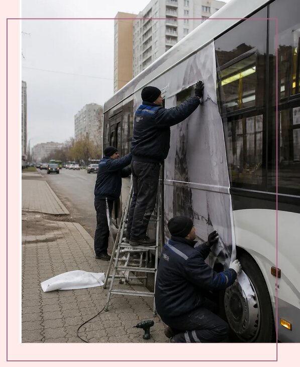 Изготовление и монтаж рекламы на автобусах в Камне-на-Оби